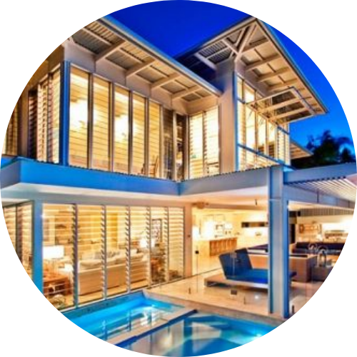buy trex decking Sunshine Coast - modern home at night