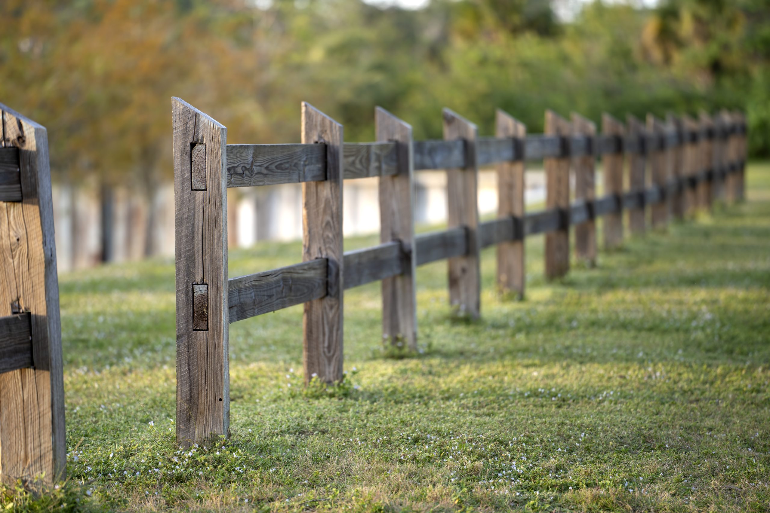 Wooden fence barrier at farm grounds - fencing sunshine coast
