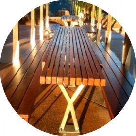 composite decking Brisbane - timber table